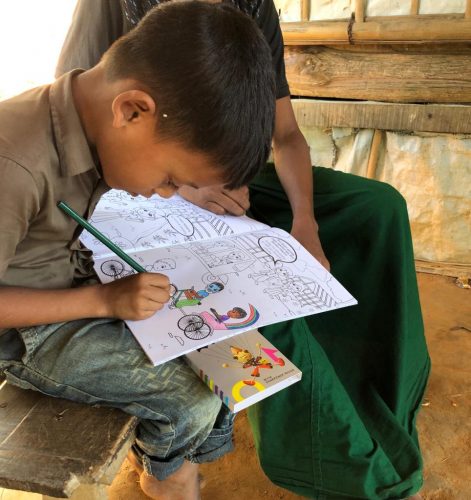 Coloring books for refugees